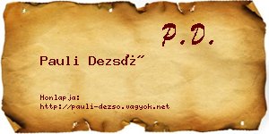 Pauli Dezső névjegykártya